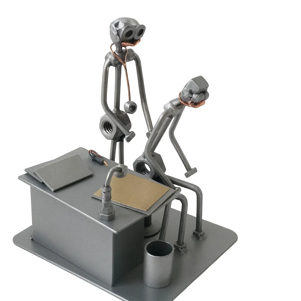 Metallfigur auf einem Schreibtisch